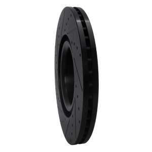 Audi S4 Brake Rotor (1) - Front Right - R1 Concepts - Drilled & Slotted - Black - `04-`09